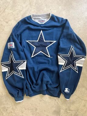 90s Dallas Cowboys Starter Big Star Embroidered NFL Crewneck L 27x29